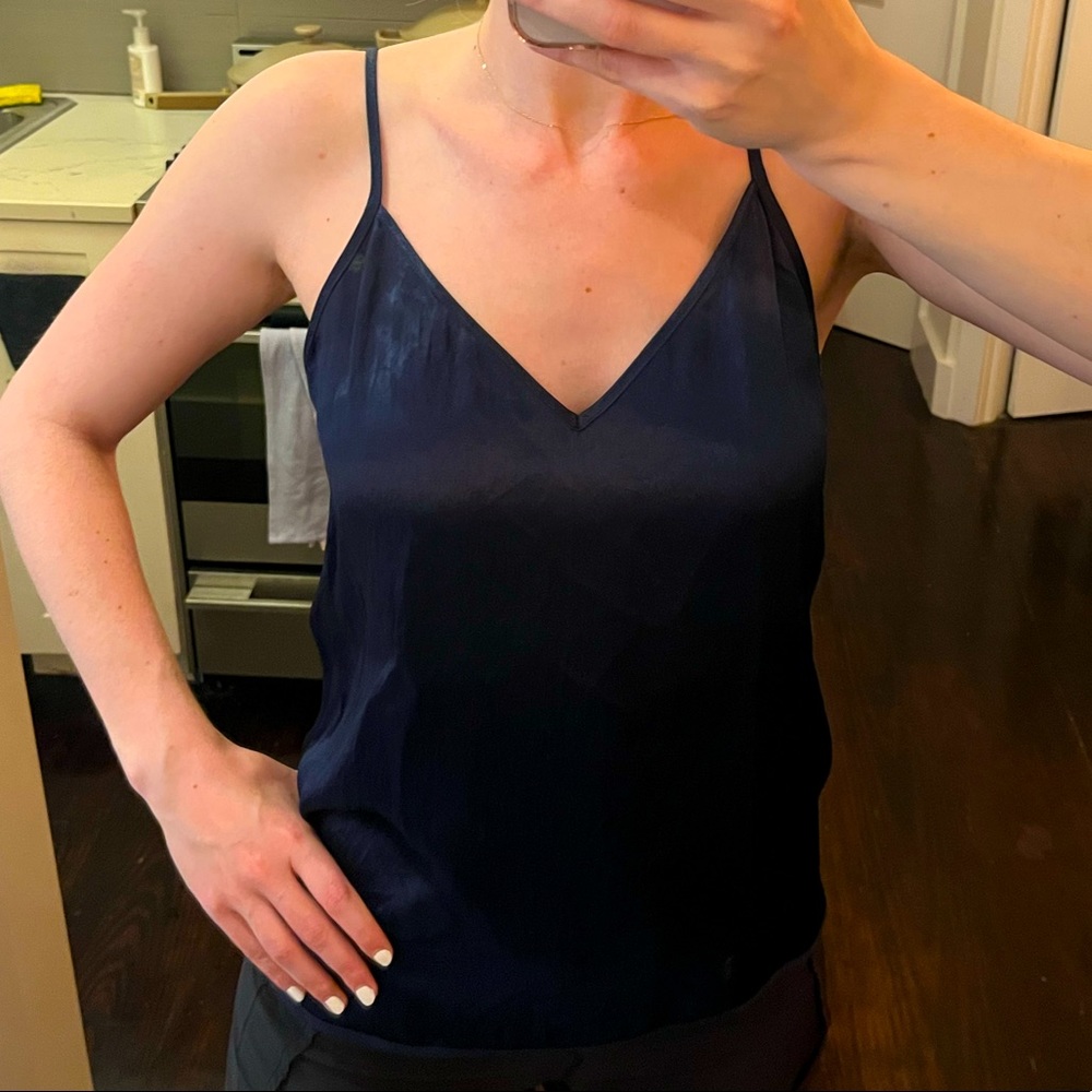 Aritzia Navy Silky Top